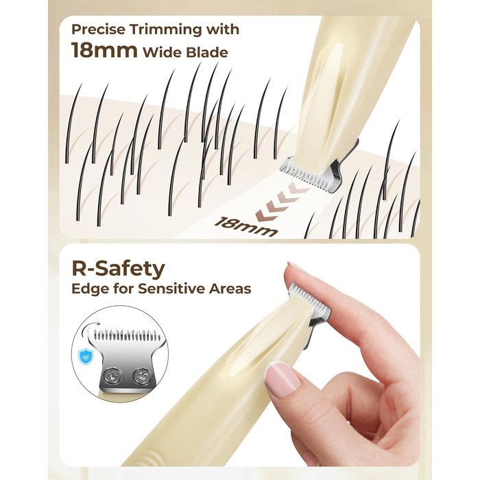 Триммер для догляду за лапами собак - 18 мм насадка, LED-дисплей, тиха робота 35 дБ, водонепроникний, USB-C, бездротовий - для лап, вух, обличчя та ділянок тіла