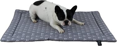 Літня собача лежанка HS-Hundebett® XS 45x65 см, бавовна з наповнювачем, двостороння, прана, легка, анкер сірий, вироблено в Німеччині