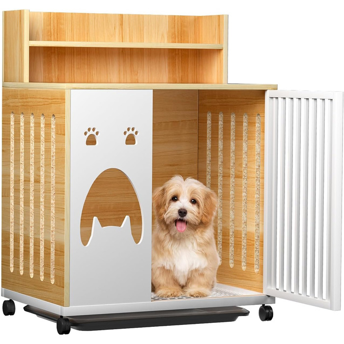 Клітка для собак Ageroul, меблевого стилю, 63,5 см, з висувним піддоном та роликами