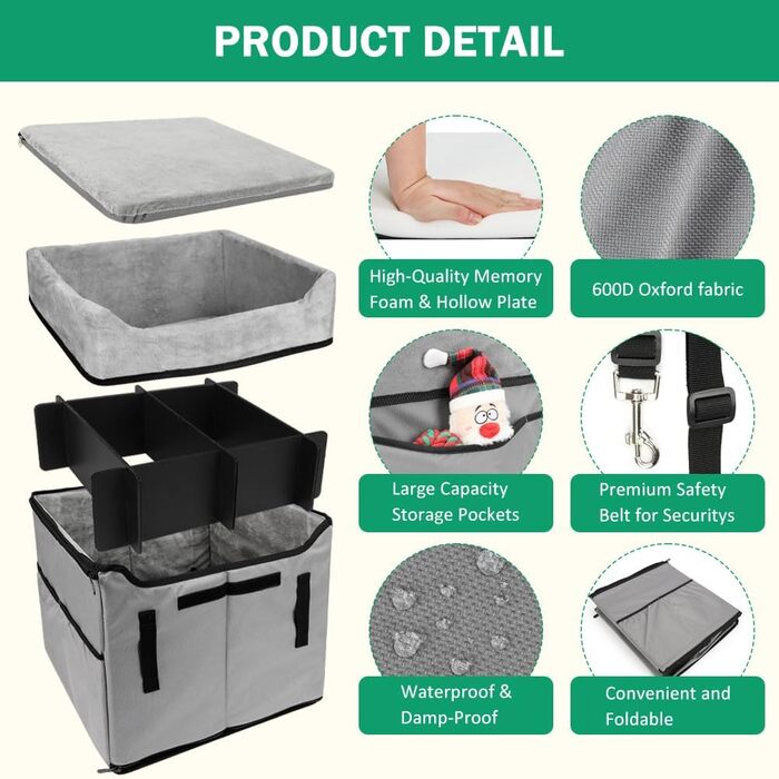 Автокрісло для собак маленьких порід, переноска-бустер для тварин до 11,3 кг (сірий)