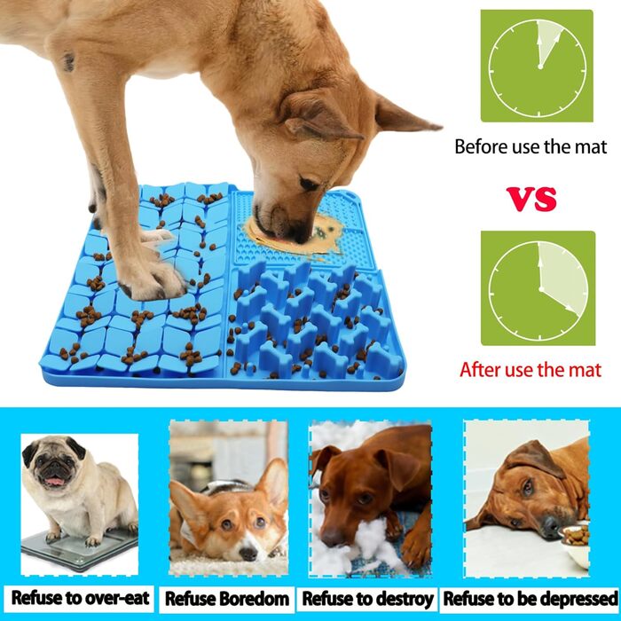 Килимок для собак з силікону, повільне годування, килимок-іграшка з присосками, 40x40 см, фіолетовий