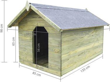vidaXL Будка для собак з просоченої сосни, 105x153x98 см, з дахом