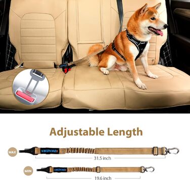 Автомобільний поводок для собак IOKHEIRA, регульований, з універсальним з'єднувачем та фіксатором (оливковий)