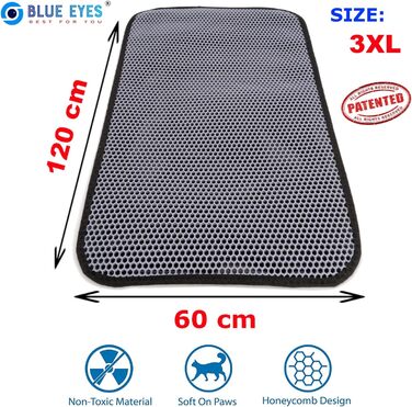 Килимок для котячого туалету Blue Eyes, сірий, 3XL, для збору наповнювача