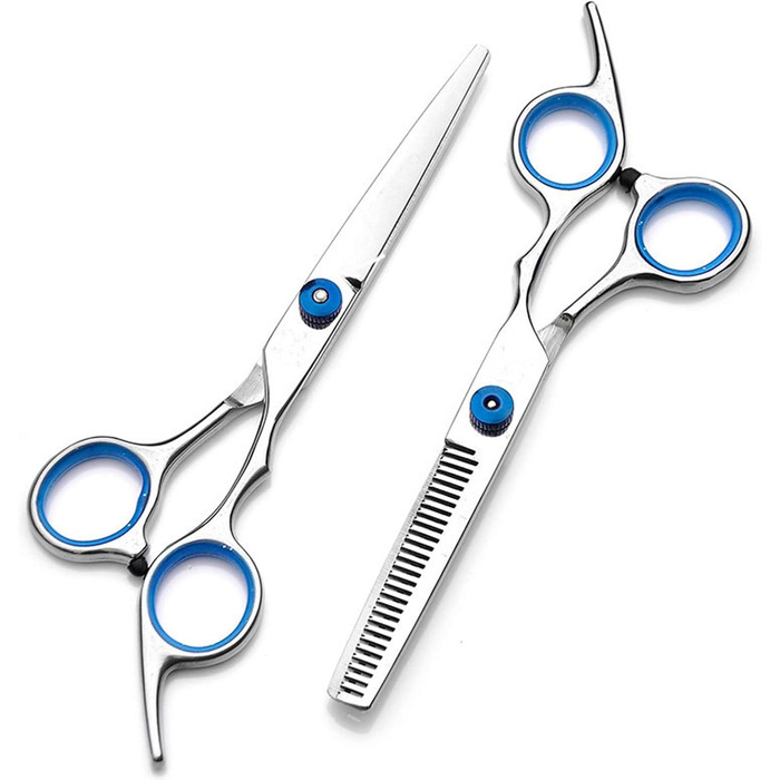 Професійний набір ножиць для грумінгу собак з нержавіючої сталі, 7.0 дюймів. Набір для догляду за тваринами: прямі, вигнуті ножиці, витончувач, гребінець для довгого та короткого волосся собак/кішок/домашніх тварин