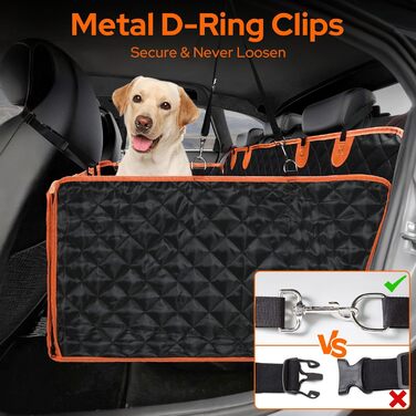 Захист для заднього сидіння автомобіля для собак: водовідштовхуючий килимок, універсальний для всіх авто, SUV та багажника, з металевим кліпом
