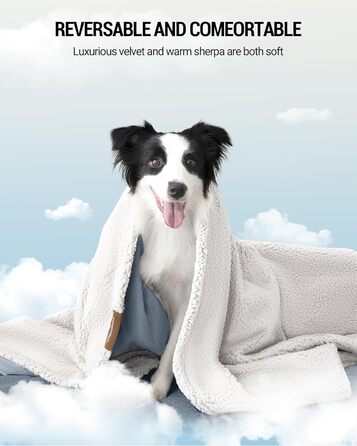 Водонепроникна ковдра для великих собак і котів Hzuaneri Sherpa Fleece, двосторонній захист дивану, 200x150 см, сіра, машинне прання
