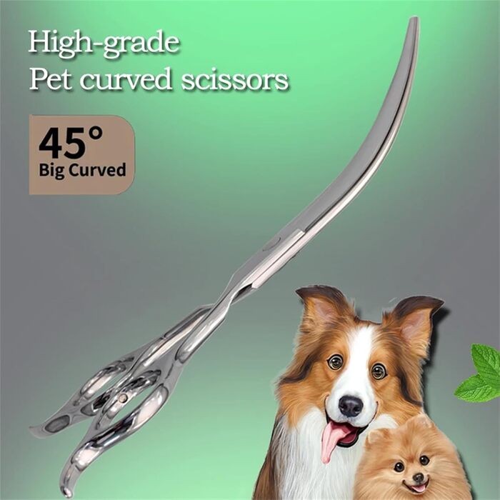 Професійна вигнута ножиця для собак 7.5 дюймів, з ергономічною ручкою, з нержавіючої сталі 440C, для грумінгу собак та котів