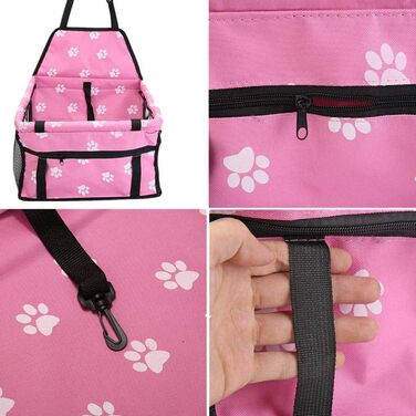 Автокрісло для собак, водовідштовхувальне, дихаюче, для малих та середніх порід, безпечне, миється, переноска для тварин (рожевий, кістка)