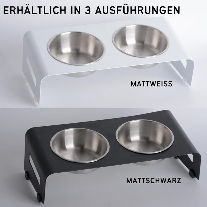 Підставка для корму PETLINUS для котів, піднята годівниця, ергономічна миска для котів, миска для котів з нержавіючої сталі та металу, годівниця для котів та маленьких собак (Чорний - Нахилена)