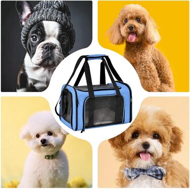 Транспортна переноска для собак та котів, складна, блакитна. Підходить для маленьких тварин, портативна переноска для подорожей