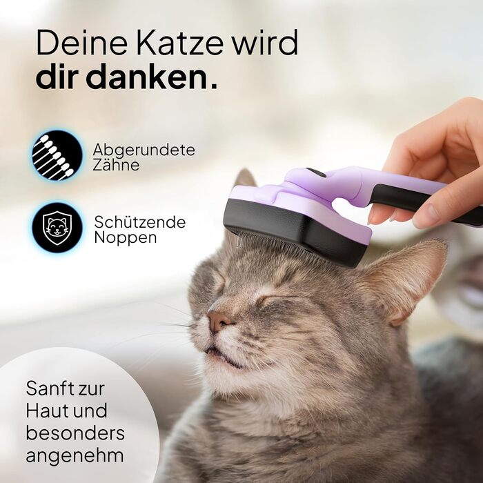 Набір для догляду за котами Pretty Paw® Profi: щітка та засоби для гігієни та комфорту | Ідеально для короткої та довгої шерсті | Підходить для видалення підшерстка (лавандовий)