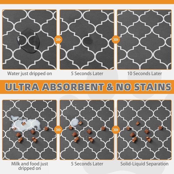 Килимок для годування собак Kooltail, швидковисихаючий, водонепроникний, з гумовою основою, розмір 12'x20' (1 шт.), принт 'Клевер'