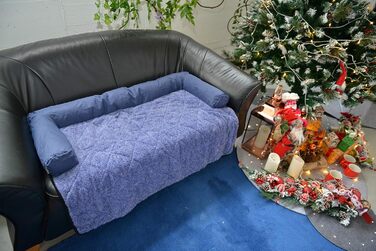 Крісло-ліжко для собак Raikou: зручне та практичне, 90x90 см, блакитний меланж. Захист дивану та багажника, антиковзаюче покриття, легко миється. Підходить для великих та маленьких собак.