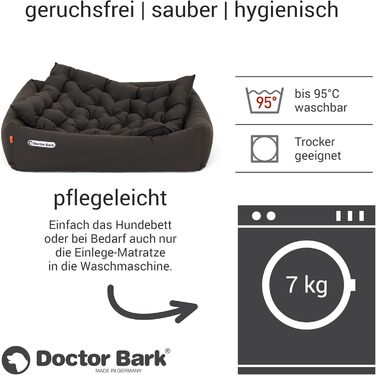 Ортопедичне собаче ліжко Doctor Bark - миється до 95°C, гігієнічне, без запаху, для середніх собак, з м'якою підстилкою (L - 90x80 см, коричневе)