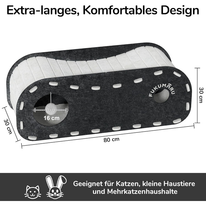 Кігтеточка-будиночок для котів FUKUMARU, чорна філцова кімната-лежанка для сну та ігор, 2-ярусна