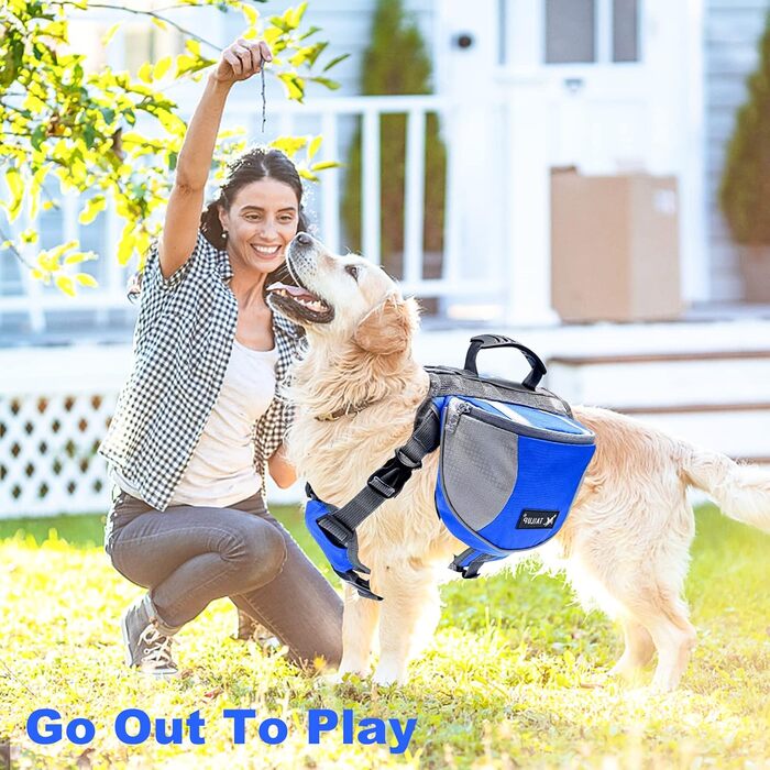 PETCUTE Рюкзак-переноска для собак середніх та великих порід, регульований, для подорожей, прогулянок, тренувань, з ручкою, синій