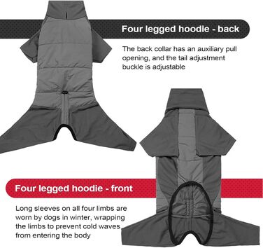Водонепроникний зимовий теплий одяг для собак середніх та маленьких порід, високий комір, для прогулянок, халуп, кемпінгу (Сірий, XL)