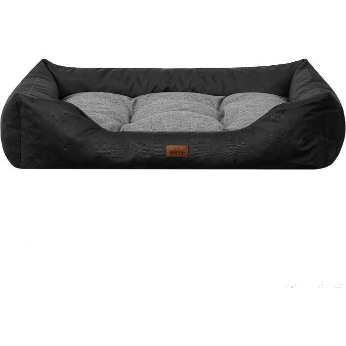 Крісло-ліжко для собак великих та середніх порід - зручне лежак для тварин, водонепроникне, 92x73 см (XL, чорний з сірим)