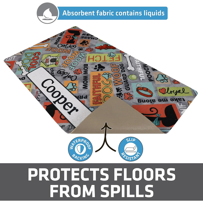 Підкладка під миску для собак та котів Drymate, сіра, 30,5 x 50,8 см (12' x 20')