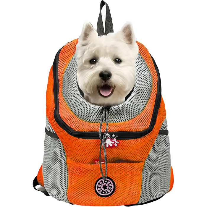 Рюкзак-переноска для собак та котів, до 10 кг, дихаючий, для подорожей та активного відпочинку (Оранжевий)