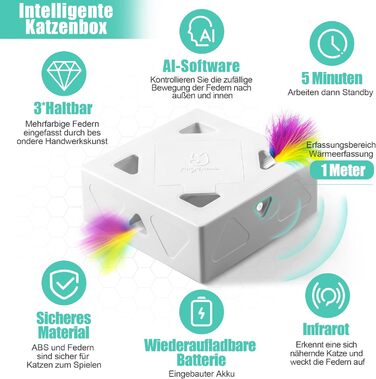 Інтерактивна іграшка для котів MigiBox: електрична мишка з 7 отворами, 4 шт. аксесуарів, для розваги, з підзарядкою, паперова