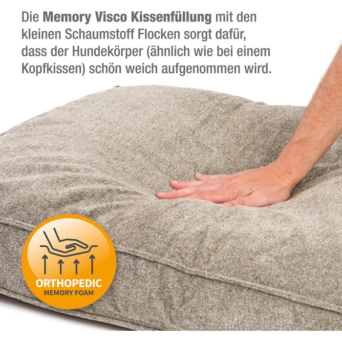 JAMAXX Преміум подушка для собак ортопедична, 90x70 см, пісочний колір