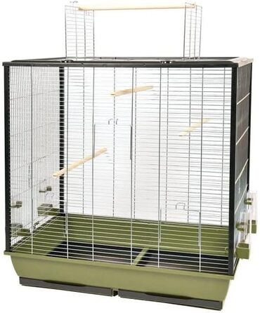 Клітка для птахів duvoplus Natural Fiona 78x48x81,5 см оливкова/цинк