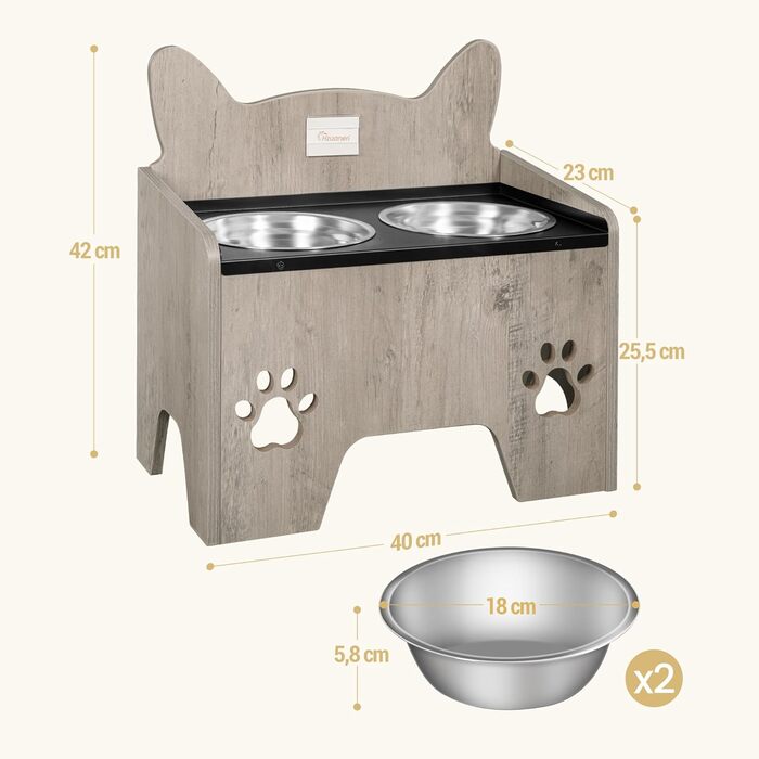 Підвищені годівниці для собак Hzuaneri з нержавіючої сталі, набір з 2 шт., антивитікаючі, для великих та середніх собак, Greige PB07105B