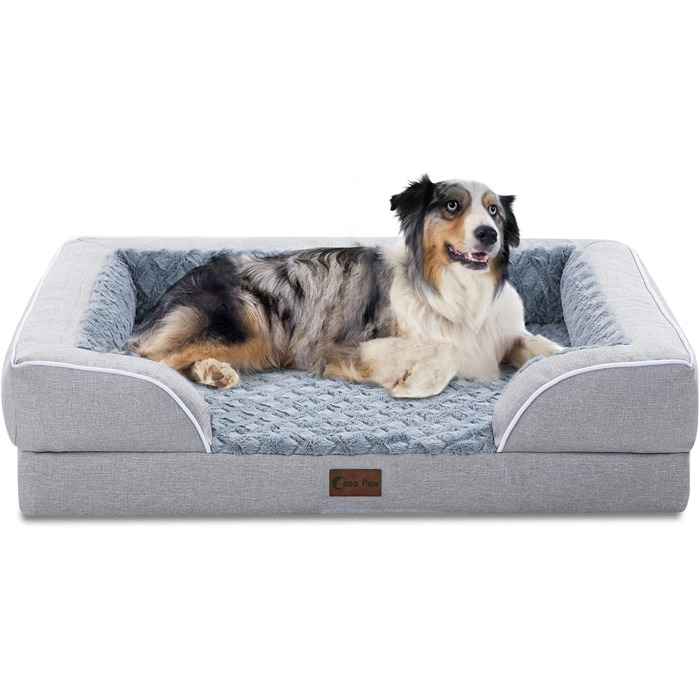 Ортопедичне водонепроникне ліжко для собак великих порід, Memory Foam, XL, з бортиками, Eierkisten-піна, антиковзаюча підкладка, Jumbo, знімний чохол 114x89x22 см