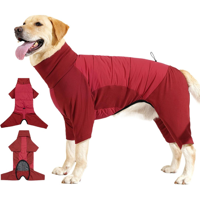 Зимовий теплий одяг для собак: теплий куртка з високим коміром для малих, середніх та великих собак, для прогулянок та альпінізму, сірий, розмір XL (червоний, розмір L)