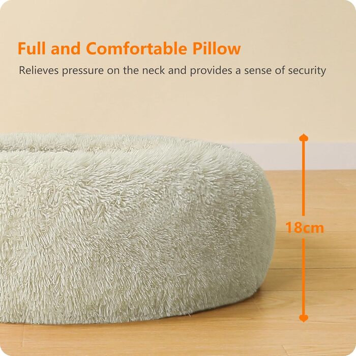 Ортопедичне ліжко для собак, кругле, м'яке, для котів та собак, 60 см, бежеве