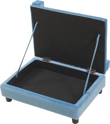 Ліжко для собак та котів en.casa Salkonssad з ящиком для зберігання, 60 x 45 x 24 см, блакитний велюр