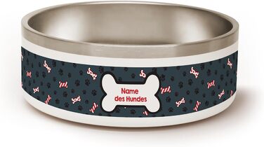 Набір для годування собак PICANOVA з іменем: миска та контейнер для ласощів у різдвяному дизайні. Керамічний набір для собак як подарунок для власників домашніх тварин. Дизайн Candy Bones.