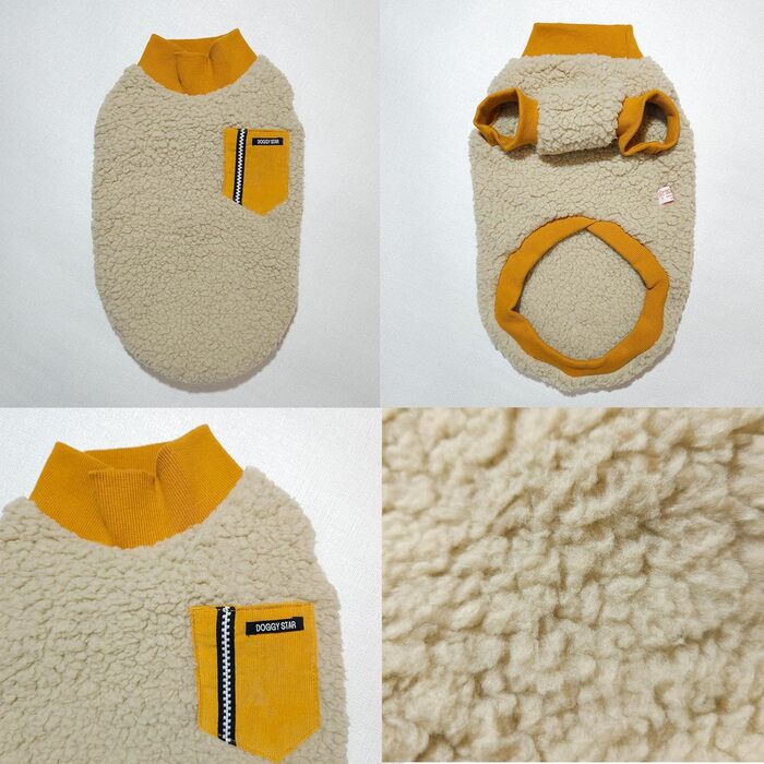 Теплий флісовий пуловер для собак Дакель, зимовий теплий одяг (XS, гірчичний)