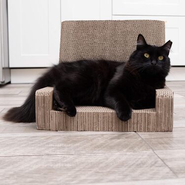 Лежак-дряпка для котів Purrfect Sofa Luxe з товстого гофрокартону, двосторонній, з котячою м'ятою