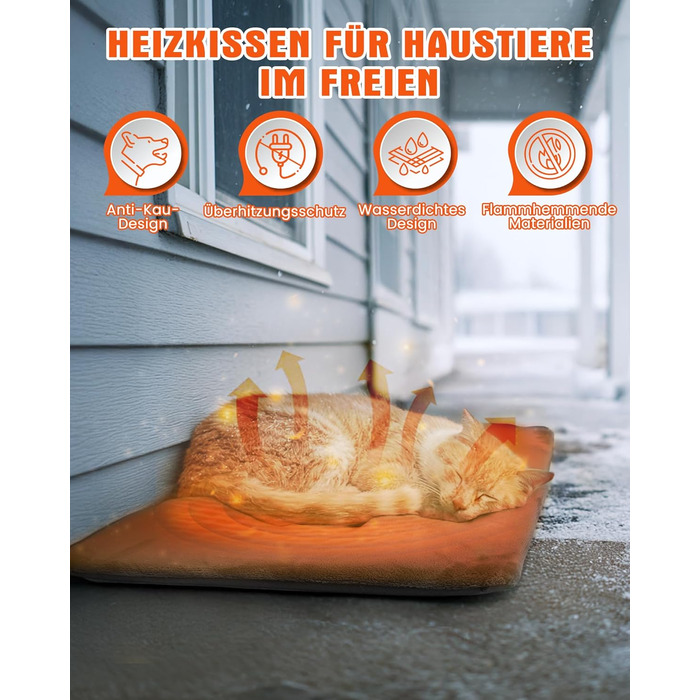 Електричне грілка для тварин на вулицю, вологостійке грілка, автоматичне регулювання температури, стійке до укусів, 40*50 см, сірий