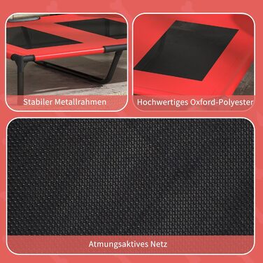 Крісло-ліжко для собак PawHut, вуличне, чорно-червоне, 92 x 76 x 18 см