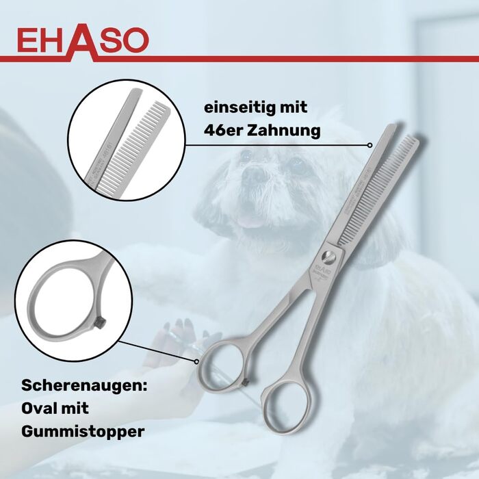 Ножиці для грумінгу собак EHASO, 16,5 см, 46 зубців, нержавіюча сталь