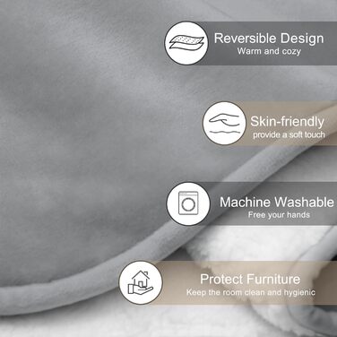 Водонепроникний плед для собак з Sherpa Fleece, 127x152 см, сріблясто-сірий - захист дивану