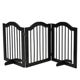 PawHut Dog Gate Плоский, Бар'єр для собак, Захисна сітка, стійка, складна, 154.5x29.5x61см, дерево, чорна