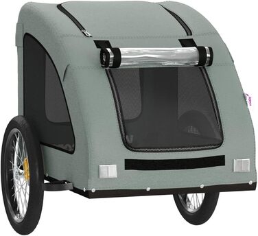 Фасба Причіп для собак, велосипедний причіп для тварин, причіп для собак з відбивачами та прапором, причіп для котів та домашніх тварин, сірий, Оксфордська тканина та метал, 137 x 68 x 72 см (Д x Ш x В)