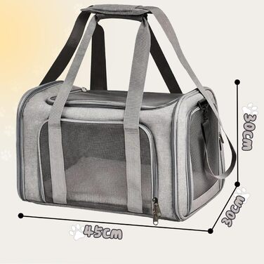 Транспортна сумка для кота APKOL, до 5 кг, сіра. Складана переноска для котів та маленьких собак з плечовим ременем