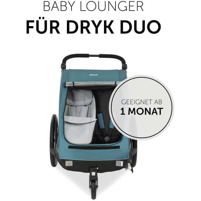 Фahrра-причіп Hauck Dryk Duo Plus Set для 2 дітей з люлькою, тентом та дощем. Складається, з підвіскою та функцією коляски, темно-синій