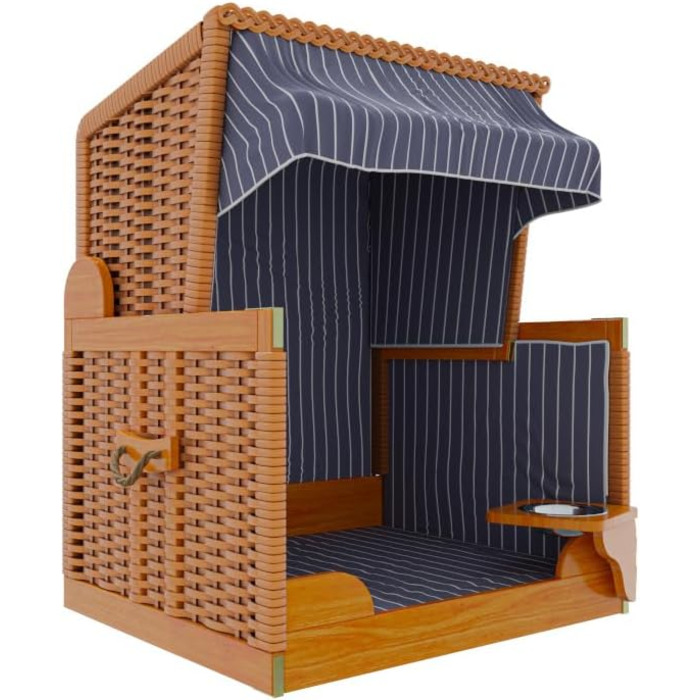 Клітка-лежанка для собак Outgarden з дерева, з водою/мискою та захисним чохлом, чорна з синьо-білими вставками, для малих собак