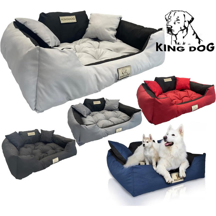 Лягушка для собак та котів KingDog з двома подушками, корзина для тварин, миється, водонепроникний PVC (100x75 см, темно-сірий)