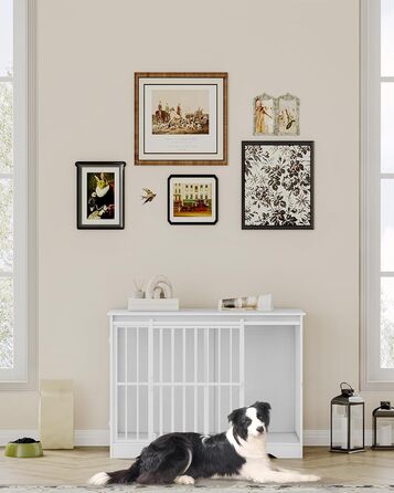 Клітка для собак Hzuaneri, 110 см, з 2 дверцятами, сучасний дизайн, для собак маленьких, середніх та великих (до 100 кг), білий колір, DFC84413W