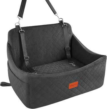 Автокрісло для собак, велике, чорне: м'яка підстилка з Memory Foam, антиковзаюче дно, кріплення для ременя безпеки, легко встановлюється