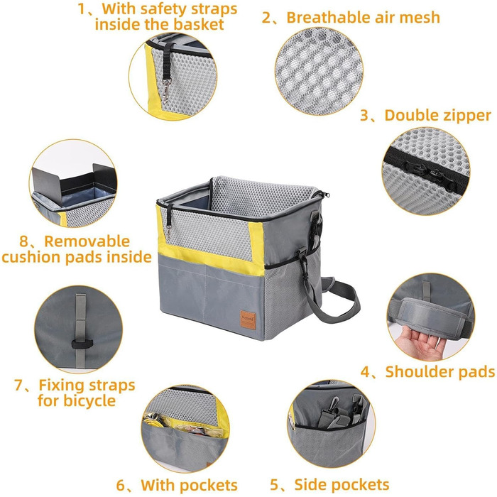 Водонепроникний велосипедний кошик для собак та речей з кишенями - багаж для велосипеда