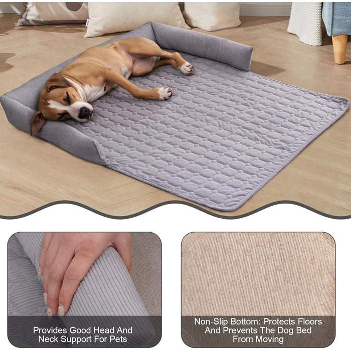 OKYUK Преміум лежанка для собак - захист дивану для тварин, ручної роботи та пральна подушка для собак, м'яка лежанка для собак всіх розмірів (Kord Hellgrau, 75 x 75CM) 75 x 75 x 10 cm Kord Hellgrau